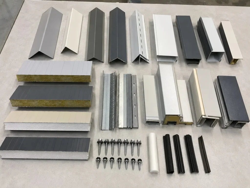 Real wall panel accessories including trims flashing fasteners and sealing strips