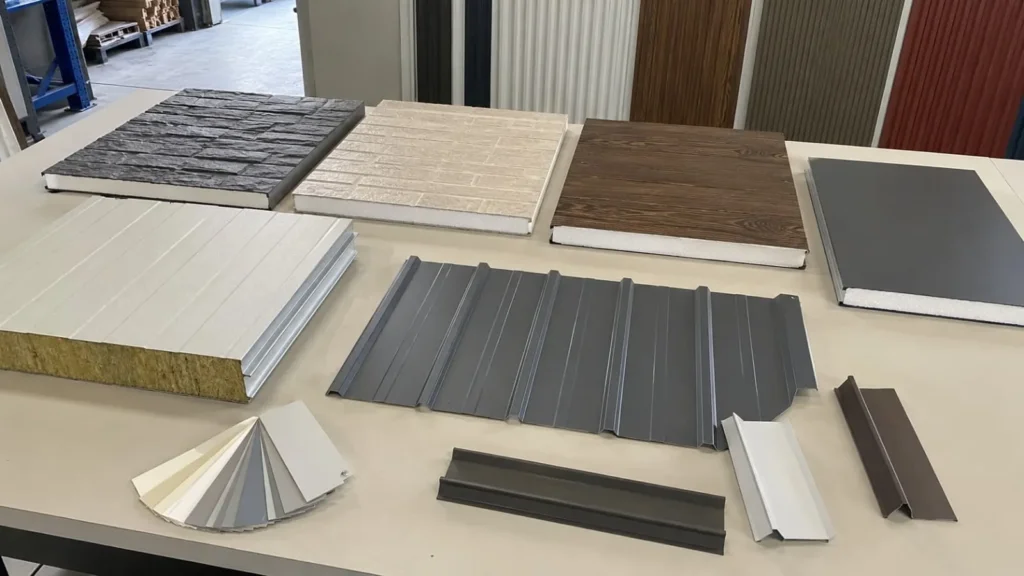 Wall cladding panel samples for exterior building project selection
