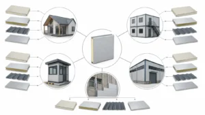 Wall cladding panels application decision diagram for prefab modular warehouse and renovation projects