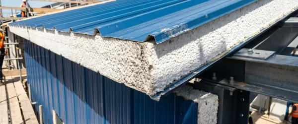 A factory building made of EPS insulation sandwich panels